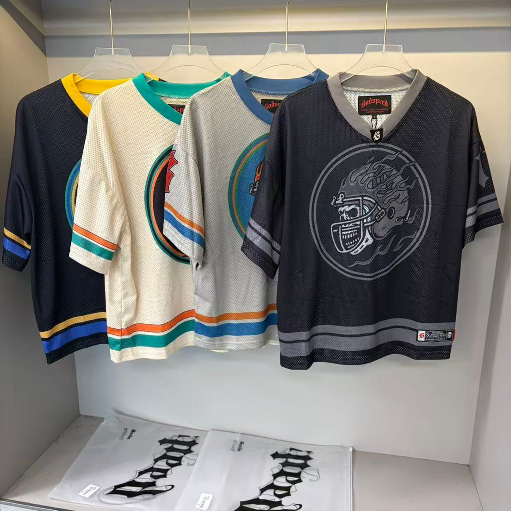 Retro Street Mesh Jersey-Oversize Urban Sport Tee