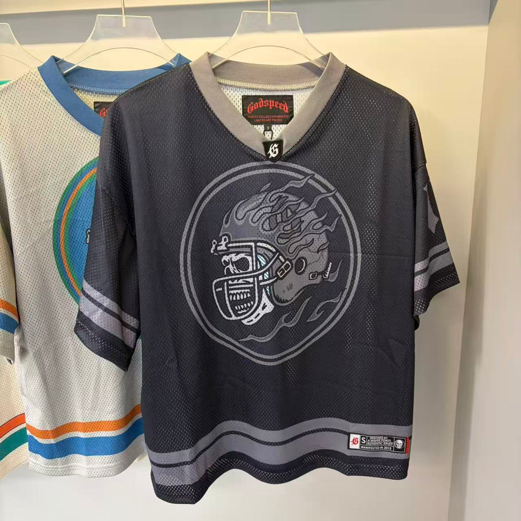 Retro Street Mesh Jersey-Oversize Urban Sport Tee