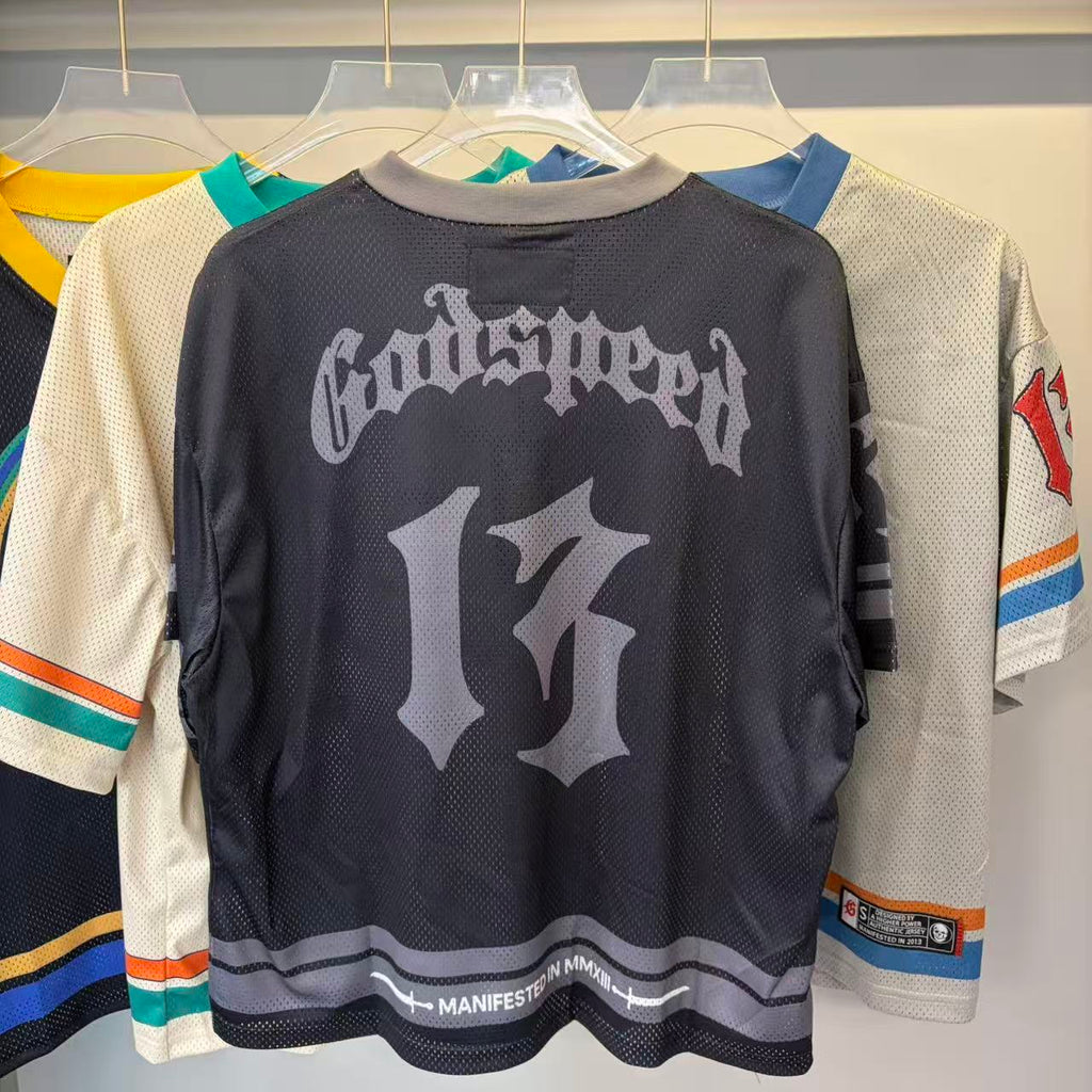 Retro Street Mesh Jersey-Oversize Urban Sport Tee