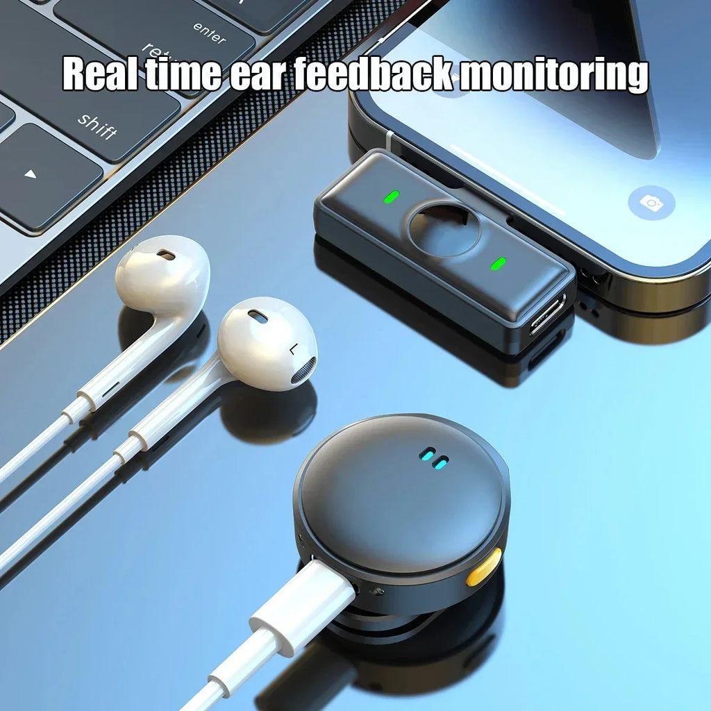 2.4GHz Wireless Lavalier Microphone - Magnetic Suction Design with Charging Case for Video Recording