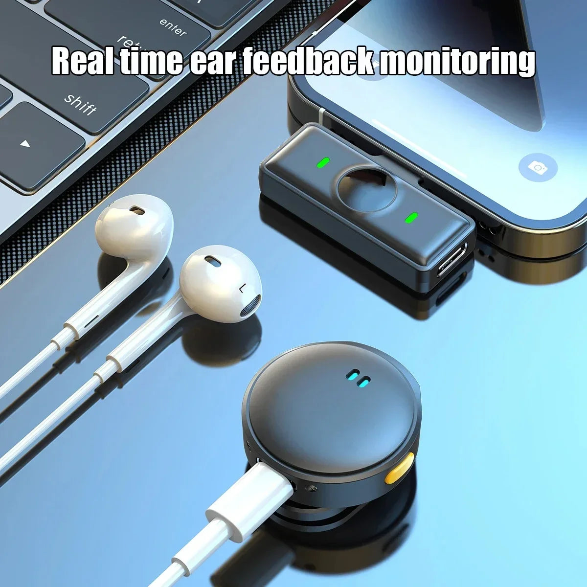 2.4GHz Wireless Lavalier Microphone - Magnetic Suction Design with Charging Case for Video Recording