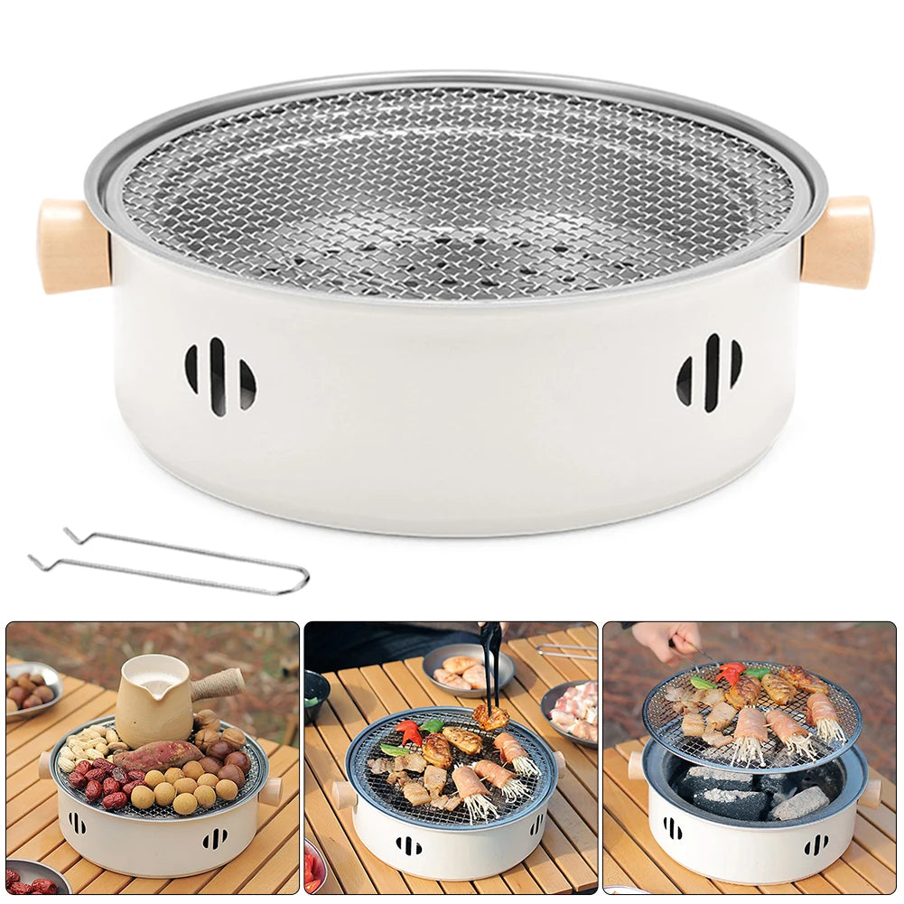 Portable Compact Tabletop BBQ Grill with Grill Net for Outdoor Garden Patio