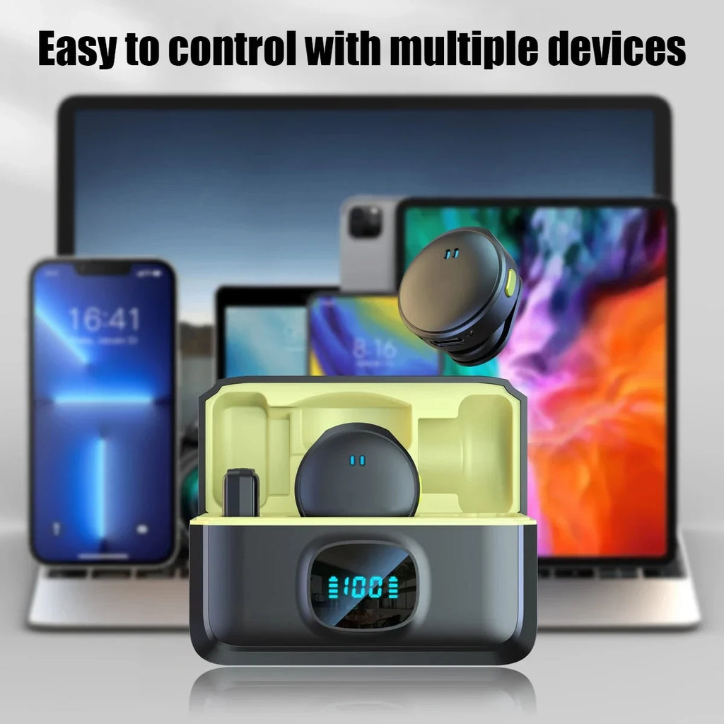 2.4GHz Wireless Lavalier Microphone - Magnetic Suction Design with Charging Case for Video Recording