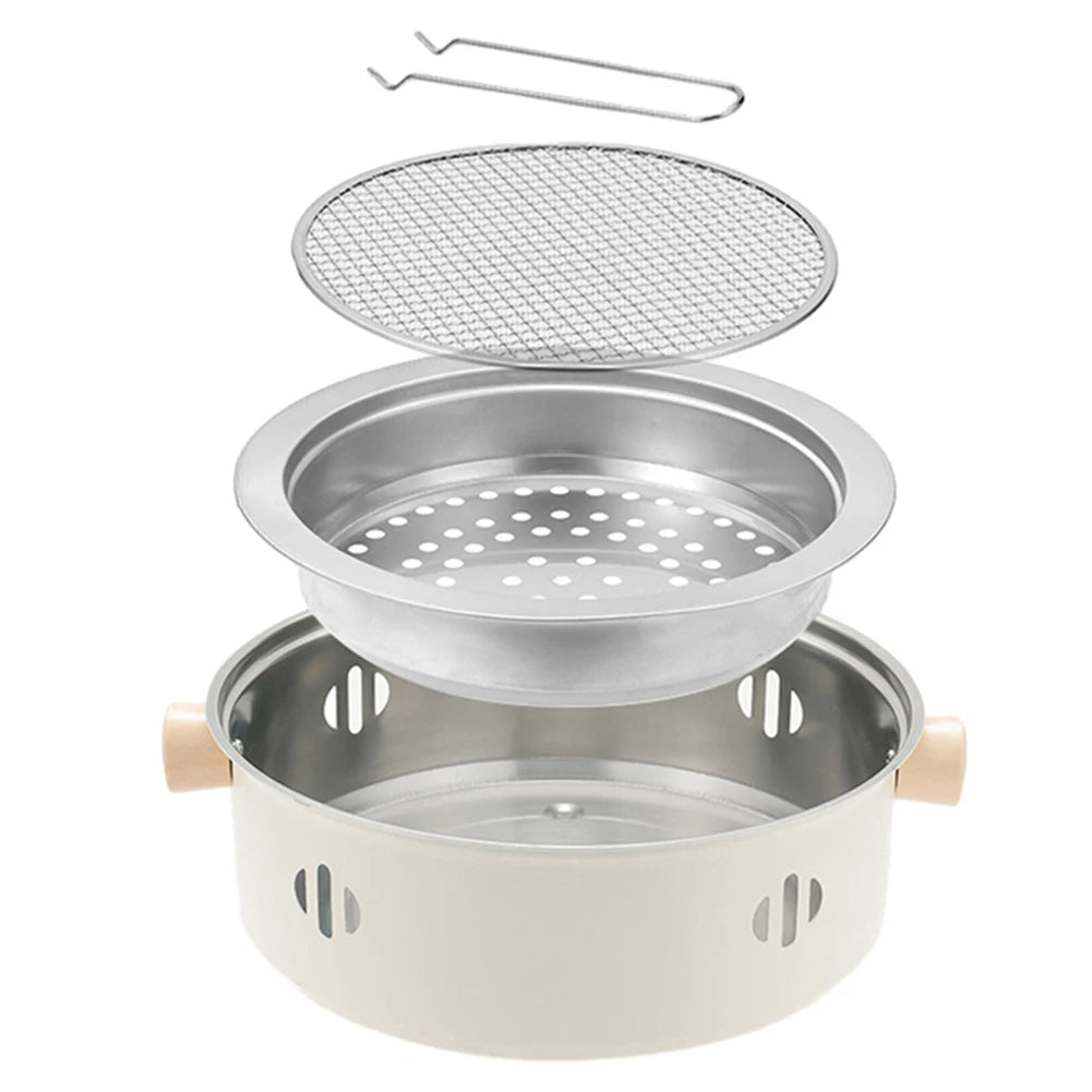 Portable Compact Tabletop BBQ Grill with Grill Net for Outdoor Garden Patio