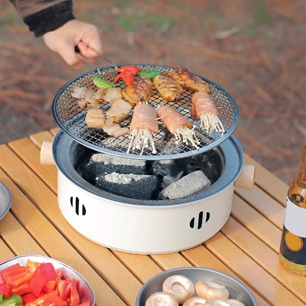Portable Compact Tabletop BBQ Grill with Grill Net for Outdoor Garden Patio