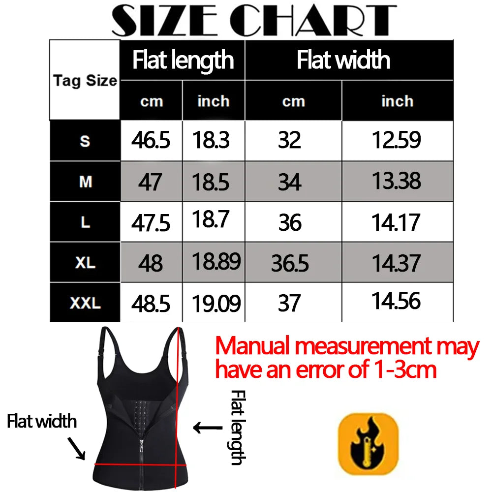 Women's Waist Trainer Tank Top-Zipper Body Shaper & Tummy Control Compression Vest