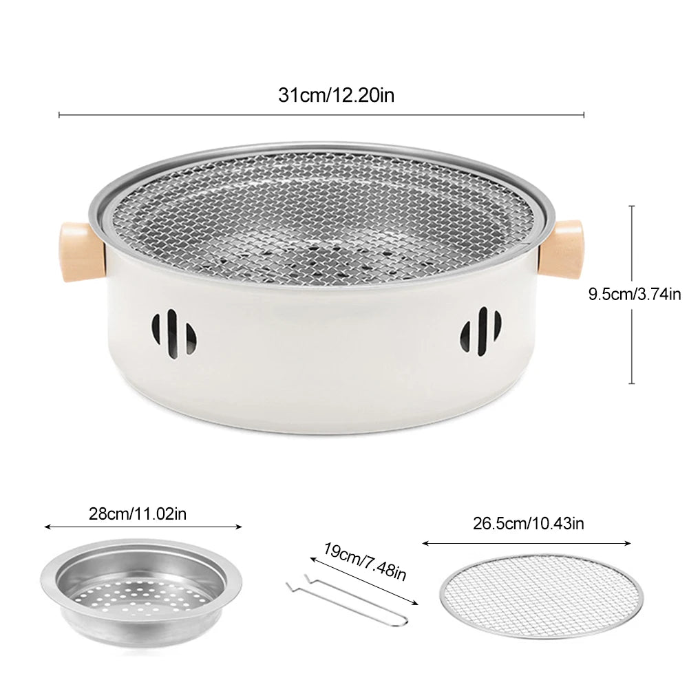 Portable Compact Tabletop BBQ Grill with Grill Net for Outdoor Garden Patio