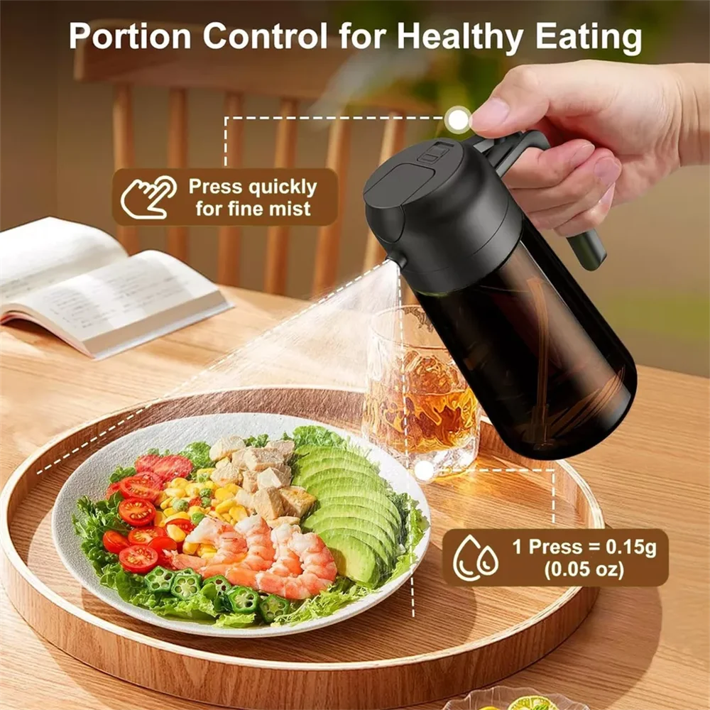 2-in-1 Glass Oil Dispenser & Sprayer - 16oz/470ml Leakproof Olive Oil Sprayer Bottle