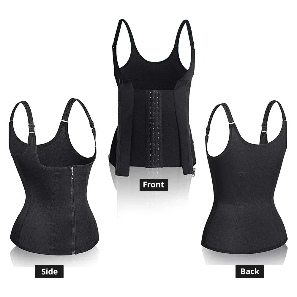 Women's Waist Trainer Tank Top-Zipper Body Shaper & Tummy Control Compression Vest