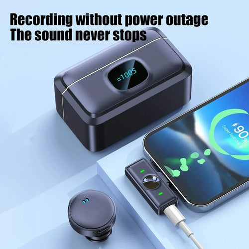 2.4GHz Wireless Lavalier Microphone - Magnetic Suction Design with Charging Case for Video Recording